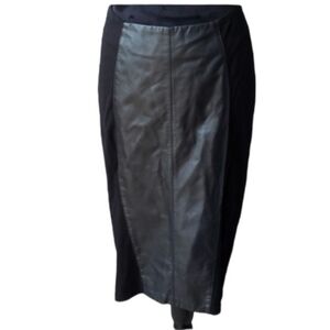 Neiman Marcus Skirt Womens Size S black leather blocking pencil skirt